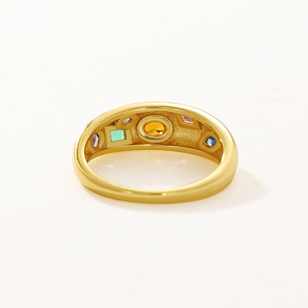 VFJ0122 Rainbow Cubic Zircon Chunky Dome Ring