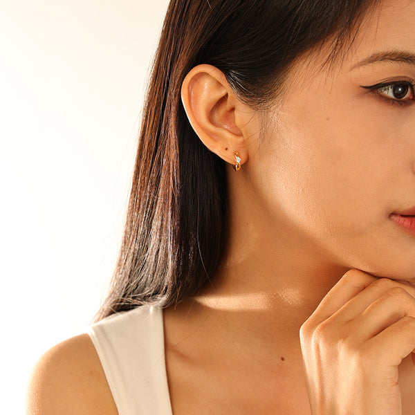 FE2932 925 Sterling Silver Geometric Infinity Hoop Earring