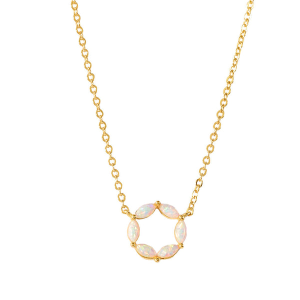 VFX0182 Marquise Opal Cubic Zirconia Circle Round Pendant Necklaces