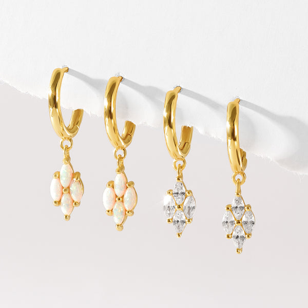 VFE0184 Diamond-Shaped Opal Pendant Earrings