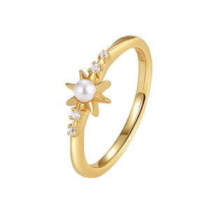 VFJ0444 Sunburst Shell Pearl Band Ring