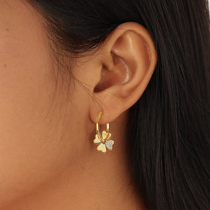 VFE0305 Four Leaf Clover Hoop Earring