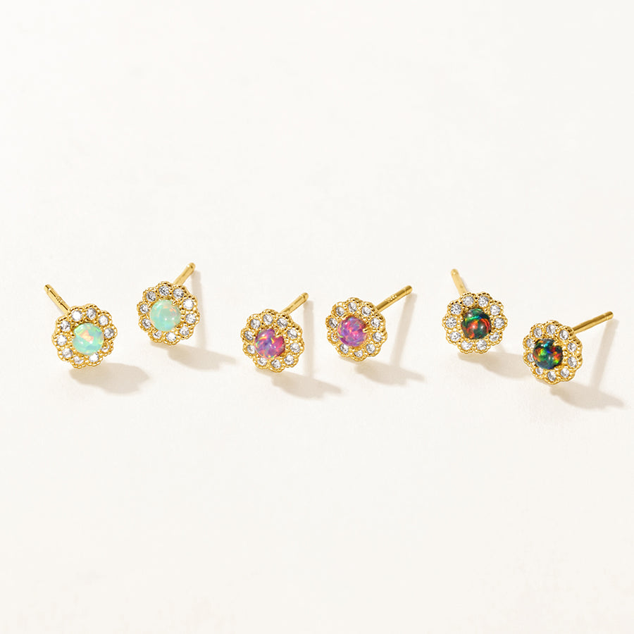 VFE0159 Colorful Opal Mini Flower Stud Earring