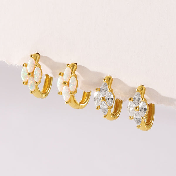 VFE0183 Quartet Marquise Hoop Earrings