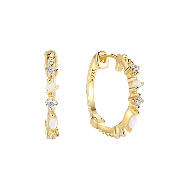 VFE0331 Opal CZ Thin  Hoop Earrings