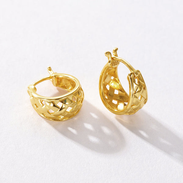 VFE0196 Hollow Texture Chunky Hoop Earrings