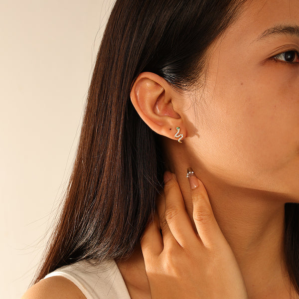 FE2931 925 Sterling Silver Snake Stud Earring