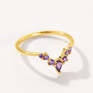 VFJ0603 V Shape Purple CZ Wedding Ring