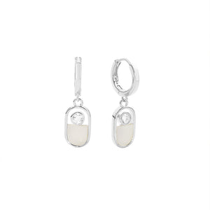 FE2790 925 Sterling Silver White Shell Stone Dangle Earrings