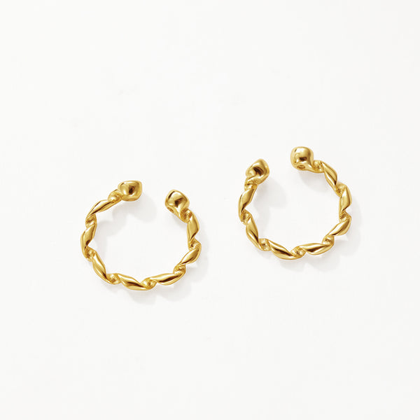 FE3194 Bezel Setting CZ Twist Ear Cuff