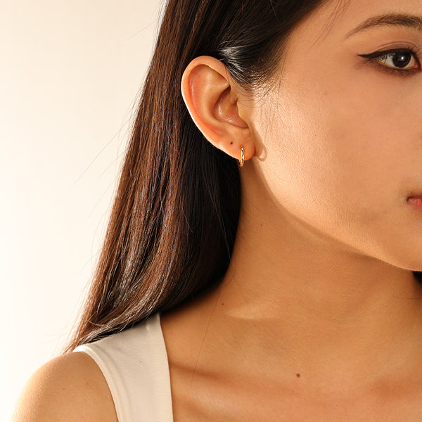 FE2954 925 Sterling Silver Simple Zircon Hoop Earrings