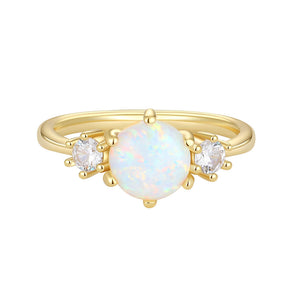 VFJ0329 Gold Big Round Opal Wedding Ring