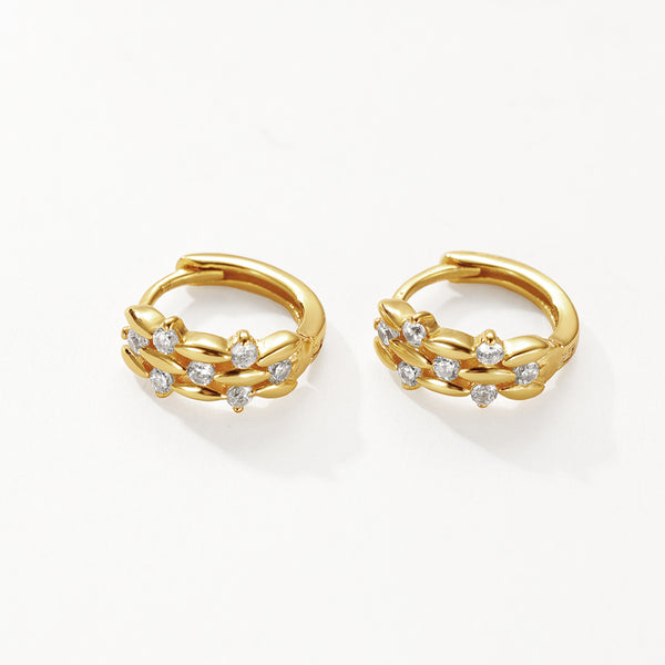 FE3097 Pave Cubic Zirconia Hoop Earring