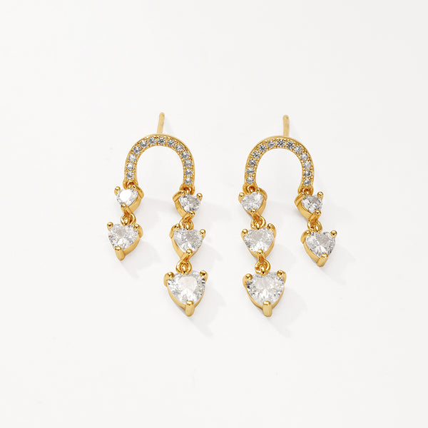 VFE0075 Arched Tassel Zircon Stud Earrings