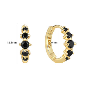 VFE0302 Black Zirconia Stone Huggie Hoop Earring