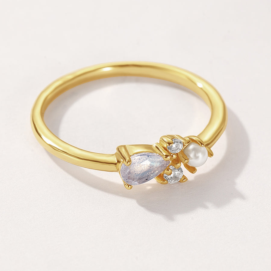 VFJ0562 Pear Cut Moonstone Ring