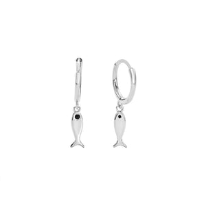 FE2813 925 Sterling Silver Fish Shape Dangle Earrings