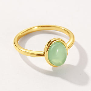 VFJ0595 Bezel Oval Green Aventurine Ring