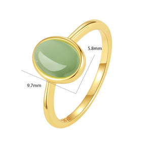 VFJ0595 Bezel Oval Green Aventurine Ring