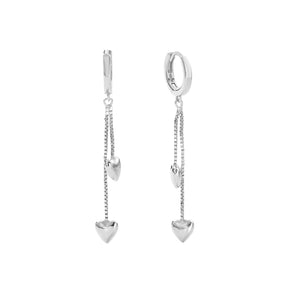FE2799 925 Sterling Silver Tasseled Heart Dangle Hoop Earrings