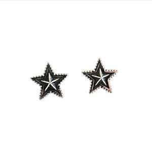 RHE1310 925 Sterling Silver Vintage Pentagram Stud Earrings