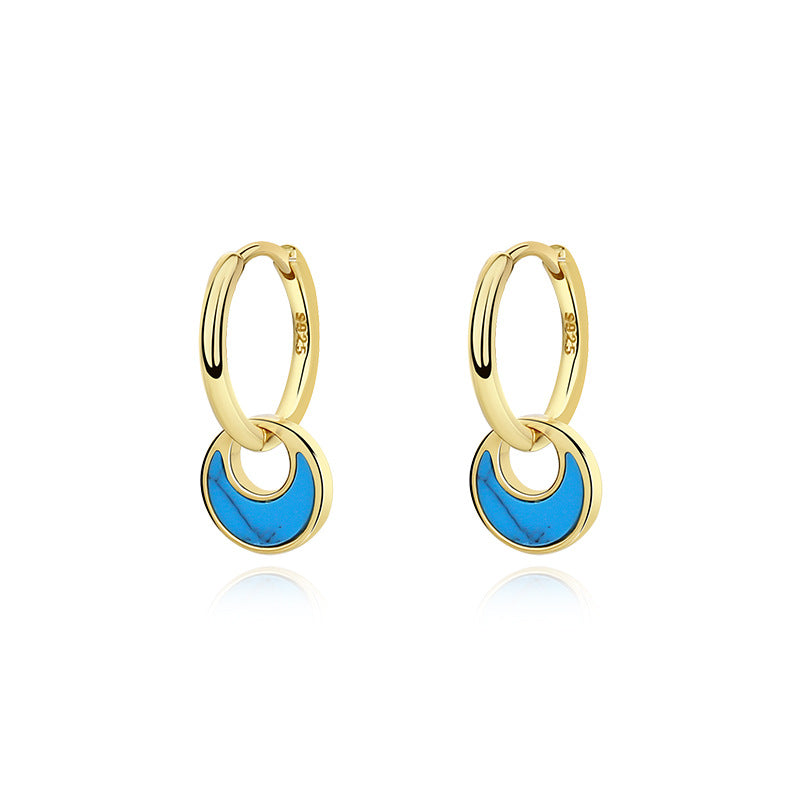 FE2247 Abalone Turquoise Dangle Earrings