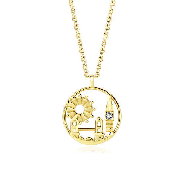 FX1094 - FX1100 925 Sterling Silver Famous City Building Logo Pendant Necklace