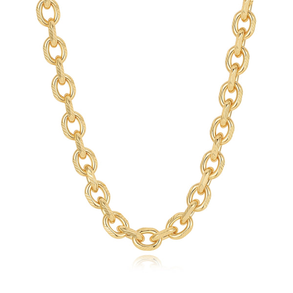 BFX1786 & BFS0448 Textured Oval Cable Chain Necklace & Bracelet