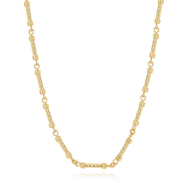 BFX1793 & BFS0455 Textured Cylinder Bar Chain Necklace & Bracelet