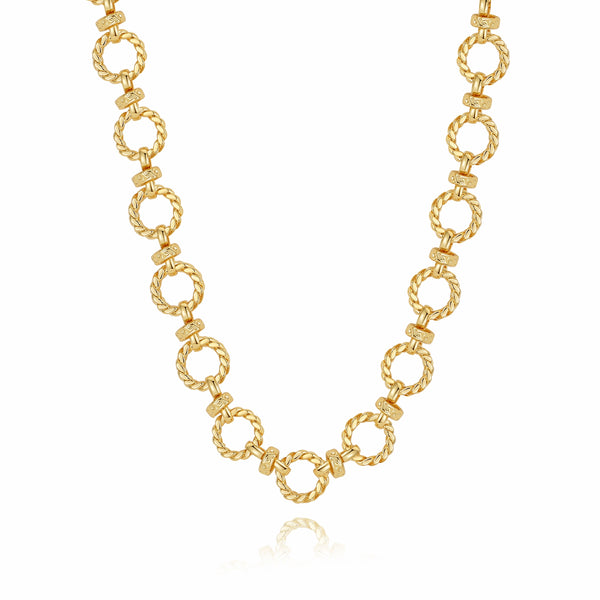 BFX1794 & BFS0456 Twisted Double Rings Chain Necklace & Bracelet