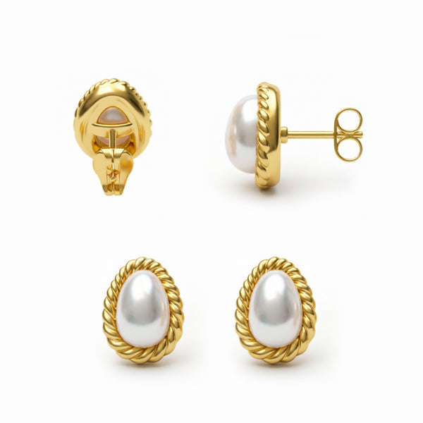 BVFE1072 Twisted Pearl Stud Earrings
