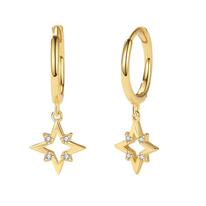FE2203 925 Sterling Silver Star Dangle Earrings