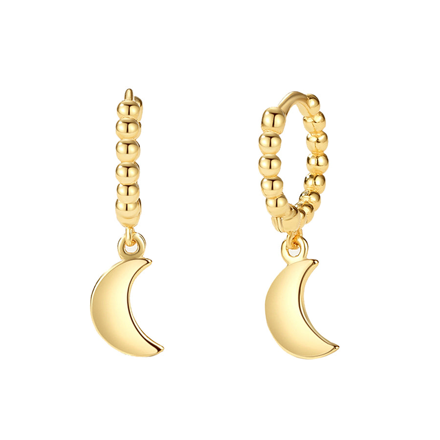 FE2246 925 Sterling Silver Crescent Moon Dangle Earrings