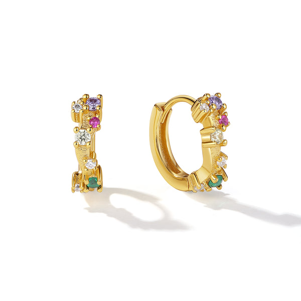 VFE0058 Rainbow CZ Hoop Earrings