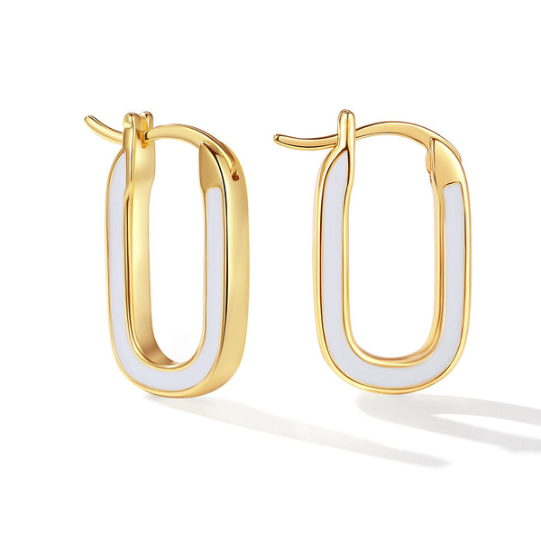 VFE0061 Oval Enamel Hoop Earrings