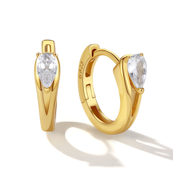 VFE0056 Pear Cut Zirconia Hoop Earrings