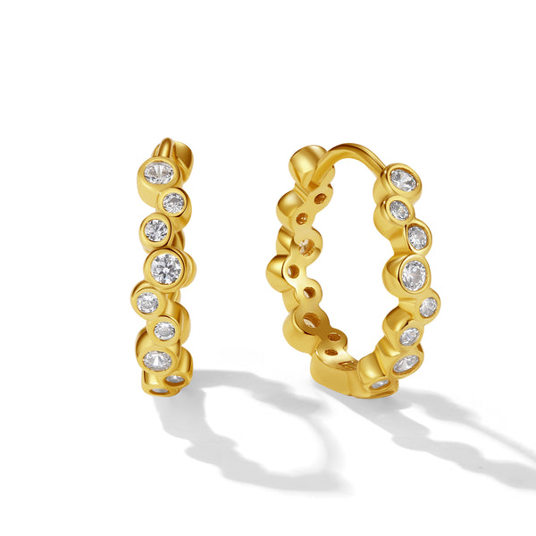 VFE0057 Bezel Setting Stacked CZ Hoop Earrings