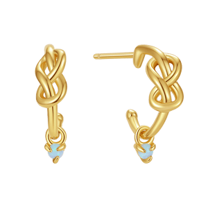 VFE0389 Minimalist Knot Opal Half Hoop Earrings