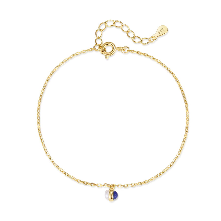 VFS0539 Lapis Lazuli & Shell Pearl Spin Bracelet