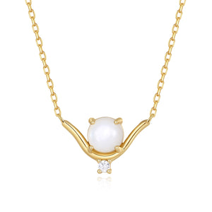 VFX0548 Nestled  Shell Pearl Pendant Necklace