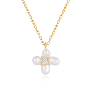 PN0271 Freshwater Pearl Flower Necklace