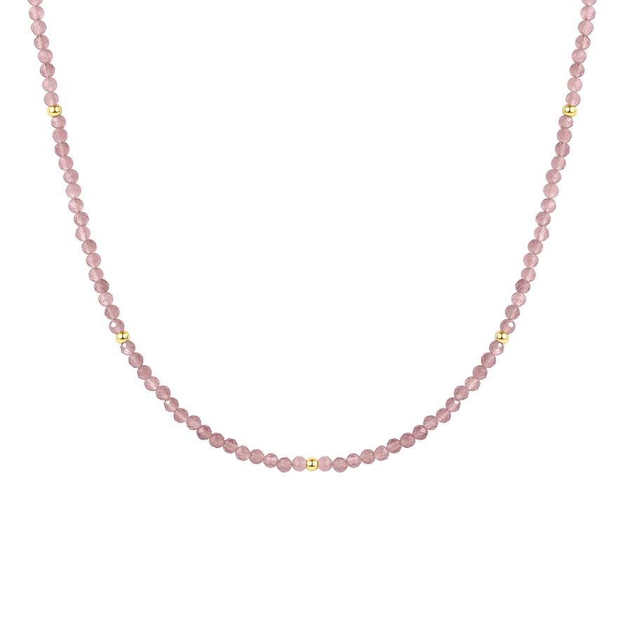 PN0083 925 Sterling Silver Pink Crystal Bead Necklaces