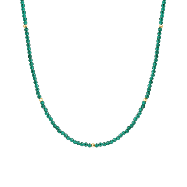 PN0086 925 Sterling Silver Vintage Green Crystal Bead Necklace