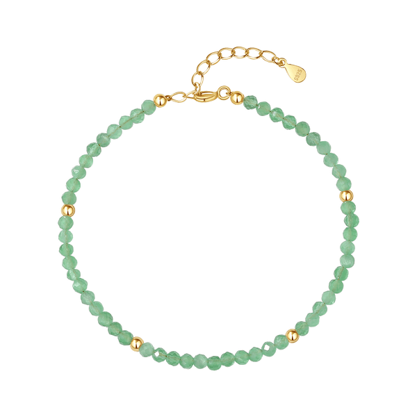 PB0056 925 Sterling Silver Green Crystal Beaded Bracelet