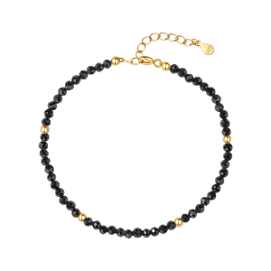 PB0055 925 Sterling Silver Black Coral Beaded Bracelet