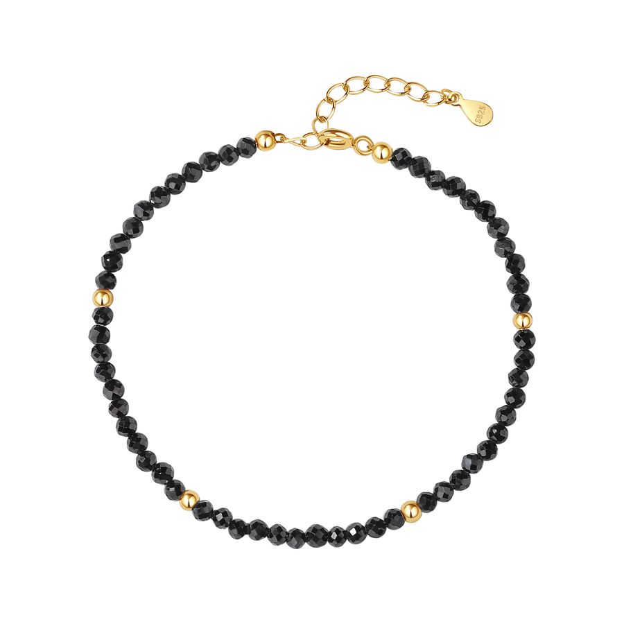 PB0055 925 Sterling Silver Black Coral Beaded Bracelet