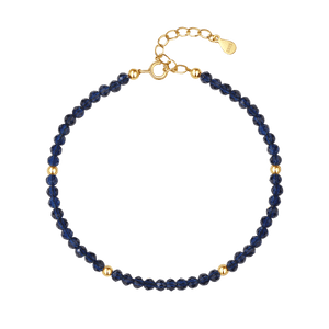 PB0053 925 Sterling Silver Blue Crystal Beaded Bracelet