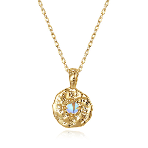VFX0836 Moonstone Round Pendant Necklace