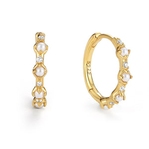 VFE0440 Quartet Shell Pearl Hoop Earrings