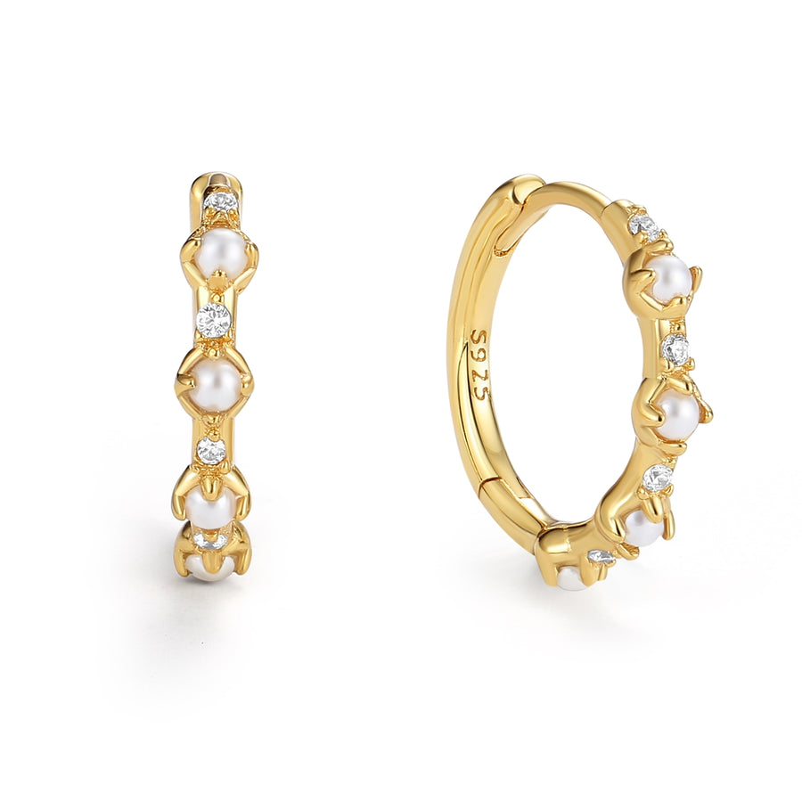 VFE0440 Quartet Shell Pearl Hoop Earrings